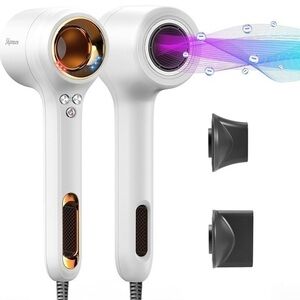 Pearl White Brushless High Speed Hair Dryer 110,000RPM Lightweight #A19